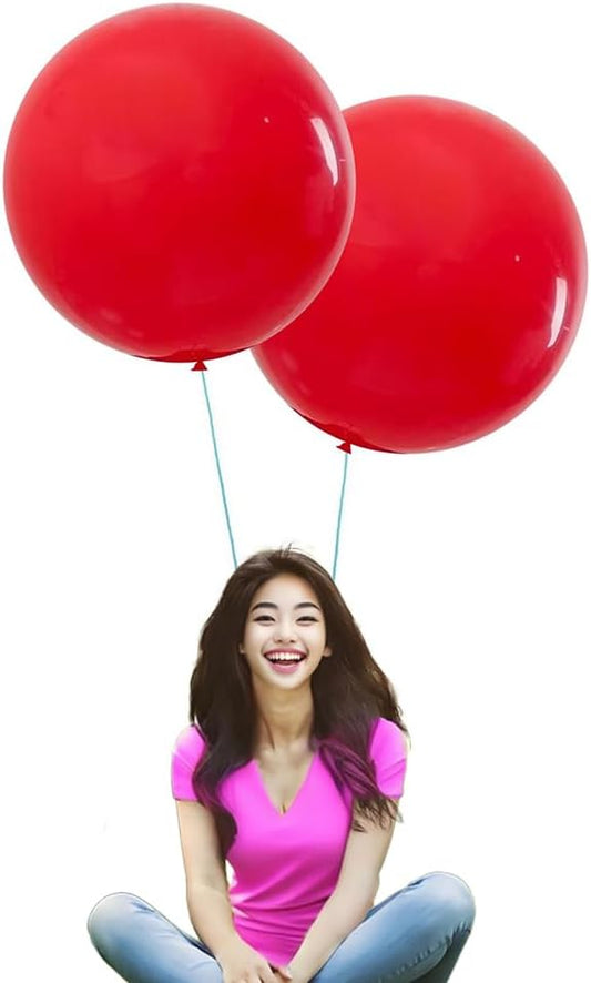 IN-JOOYAA 15Pcs 24 Inch Balloons Red Giant Round Balloons Large Balloons For Wedding Baby Shower Birthday Party Decorations