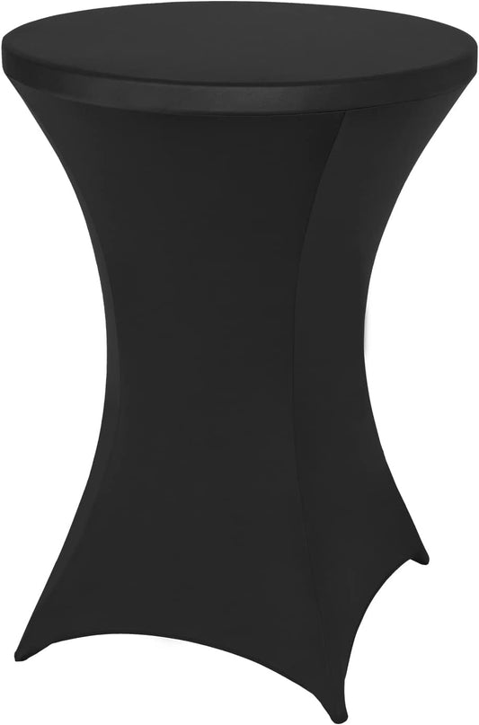 FestiCorp Spandex Black Table Cover, Cocktail Fitted Tablecloths, Round Highboy Stretch Table Covers Cloths for Party, Bar, Wedding, Birthday, Banquet, 30"-32" Diameter x 40"-43" Height