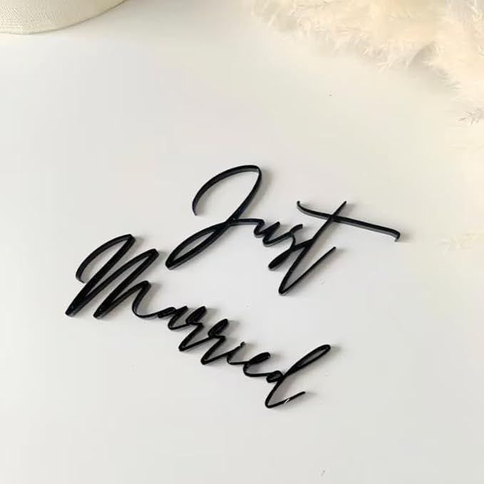 "Just Married" Acrylic Cake Topper - Personalized Wedding Decor, Elegant Anniversary Keepsake for Wedding Reception & Party