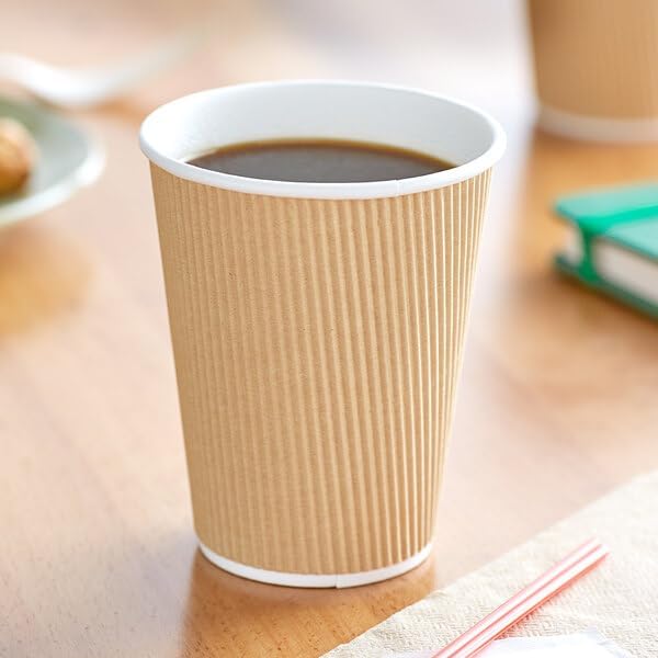 Ripple Paper Cups 12 oz 500 Pack for Coffee & Tea Made in USA | Bulk 500 Count for Home, Office, Restaurants & Coffee Shops | Recyclable, Insulated, & Disposable 12 Ounce To-Go Cups for Hot Beverages