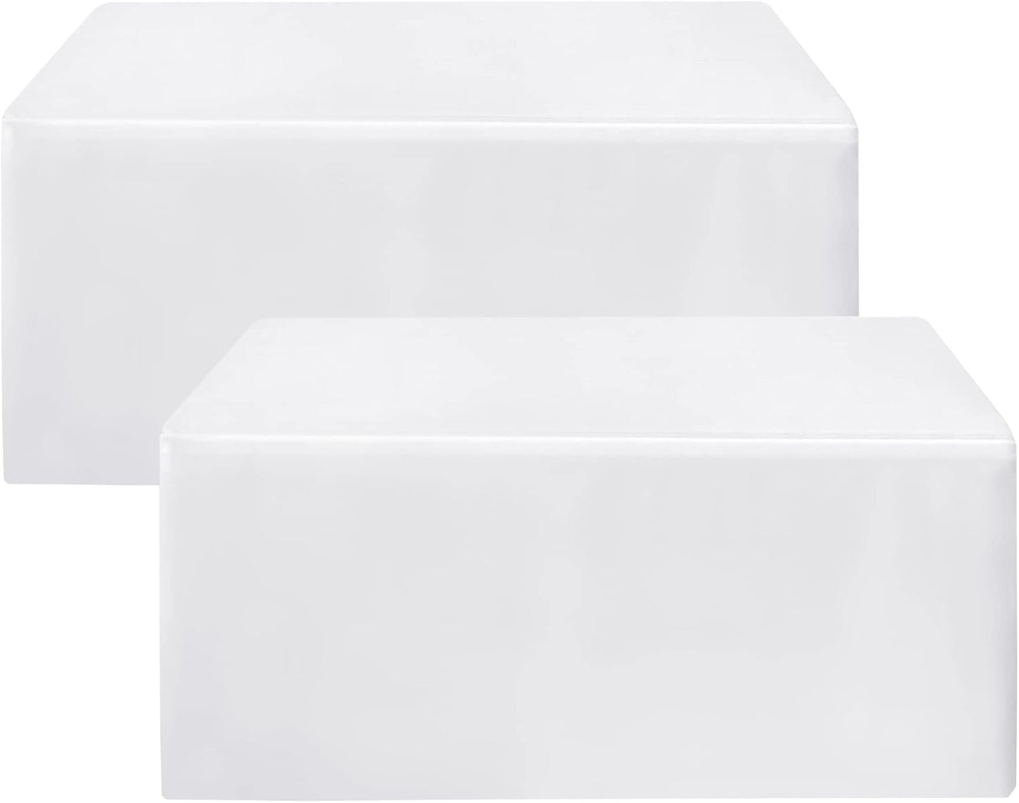 HolidayIdeas White Tablecloths for Rectangle 8 Foot Tables - 96 x 30 Inch - 2 Pack Fitted Tablecloths Polyester Fabric Table Cover for Parties, Wedding, Trade Show