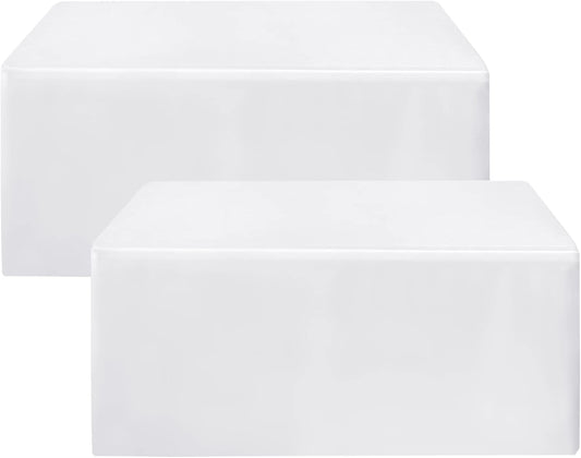 HolidayIdeas 2 Pack Fitted Table Clothes - 48 x 30 Inch - White Rectangle Tablecloths for 4 Foot Tables, Polyester Fabric Tablecloth for Folding Table, Parties, Birthday, Wedding, Trade Show