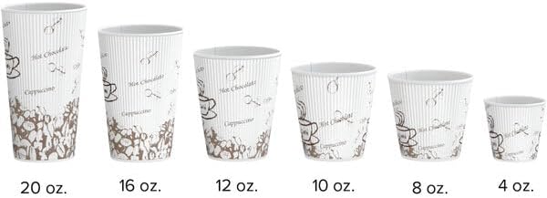 10 oz. Double Wall Bean Print Paper Hot Cup - 500/Case