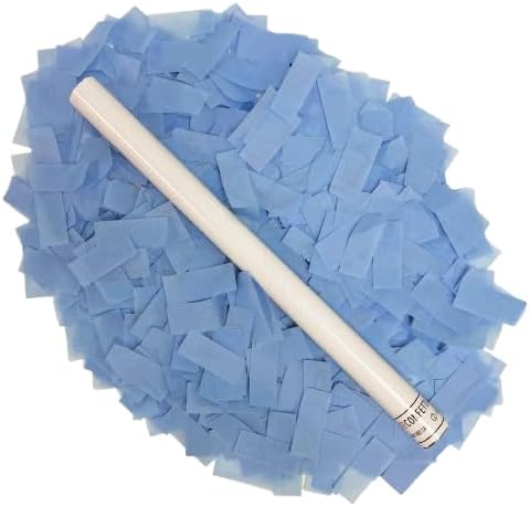 Ultimate Confetti - 8 Pack Baby Blue Confetti Wands - Handheld 14" Biodegradable Tissue Paper Confetti Flick Flutter Sticks For Wedding, Birthday, Parties & Live Events - 2 Handfuls, 1.5 oz Each Stick