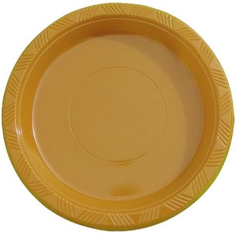 Exquisite Party Solids Gold Plastic Plates For Party Supplies 7" Gold Disposable Plates Heavy Duty 50 Pcs Plastic Dinnerware Sets Heavy Duty 350 GSM Disposable Dinnerware Set