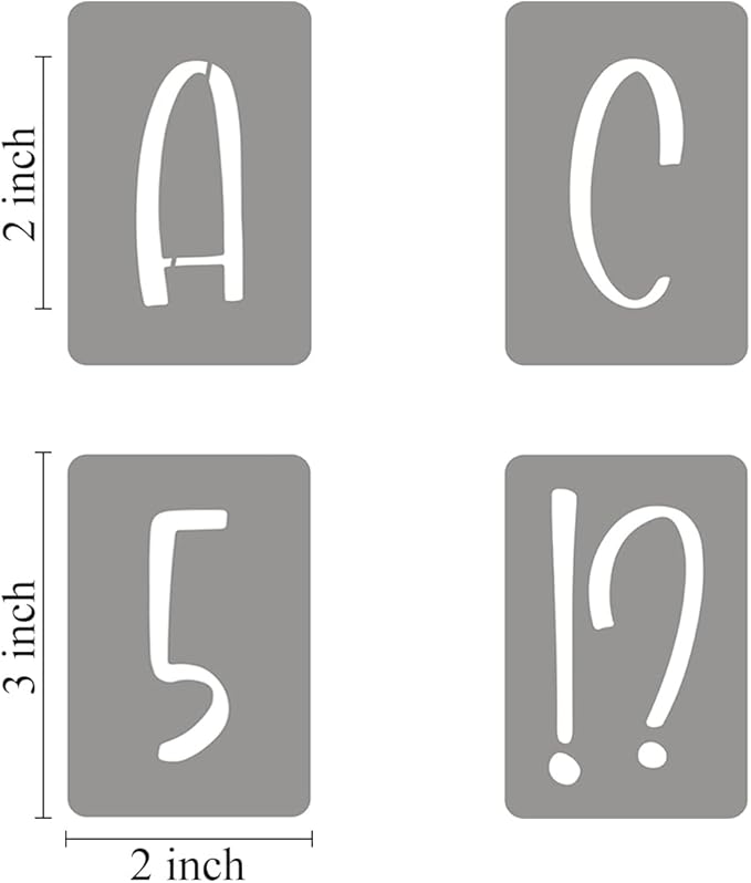 2 Inch Alphabet Letter Stencils for Painting - 42 Pack Letter and Number Stencil Templates with Signs for Painting on Wood, Reusable Letters and Numbers Stencils for Chalkboard Wood Signs & Wall Art