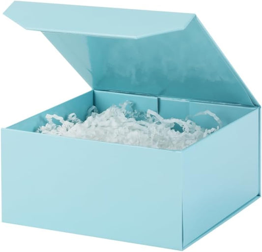 6 Pcs Small Blue Gift Box 6x6x3 Inch Magnetic Gift Box Small Magnetic Box with Crinkle Paper Blue Small Gift Box with Shredded Paper Luxury Gift Boxes with Lids for Presents