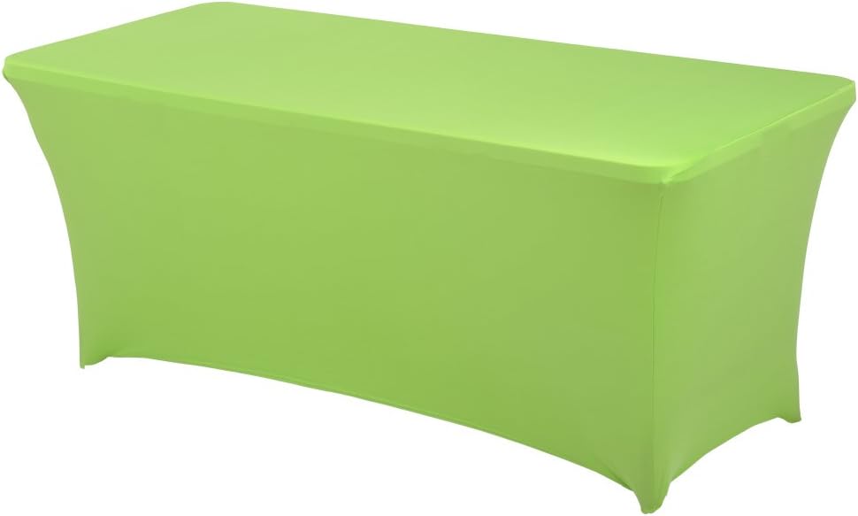 HAORUI Fitted Spandex Tablecloth, Tight Rectangle Wrinkle Resistant Table Clothes, Washable Stretch Rectangular Patio Table Cover for Banquets, Weddings, Parties, Kitchen (6 ft, Apple Green)