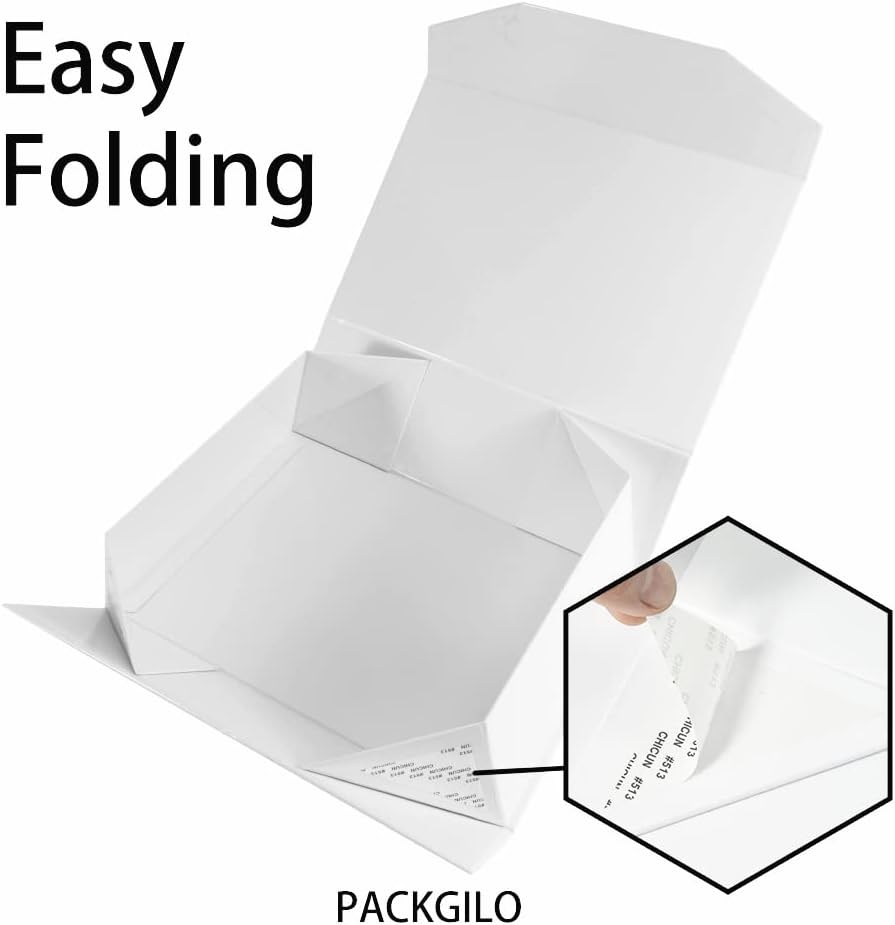 White Extra Large Gift Box with Lid 4 Pcs 16.5 x 13 x 5.3 Inches, Gift Box large White Gift Boxes for Presents Clothes Robe Wedding Dress Sweater,Reusable Foldable Bridesmaid Proposal Box（Glossy）