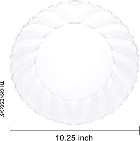 YOUBET 60Pieces Clear Plastic Plates - 10.25inch Clear Dinner Plates - Premium Heavy Duty Disposable Plate for Dinner & Wedding & Party