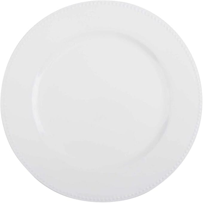 Efavormart Pack of 6 13" White Round Acrylic Beaded Charger Plates for Tabletop Decor Holiday Wedding Catering Event Decoration