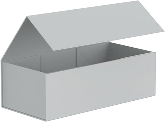 Gift Box 12" x 6" x 4",Large Gift Box with Lid, Silver Boxes for Presents,Birthday,Valentine's Day,Mother's Day,Christmas,Anniversary,Luxury for Gift Packaging (Silver)