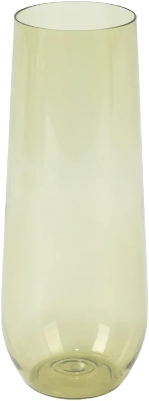Efavormart 12 Pack Plastic Champagne Flutes in Transparent Dusty Sage Green, Reusable Lightweight Champagne Glass 9oz