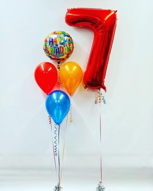 Red Number 7 Balloon 40 Inch, 7th Birthday Party Decorations for Children, Giant 7 Foil Balloon for Party Supplies