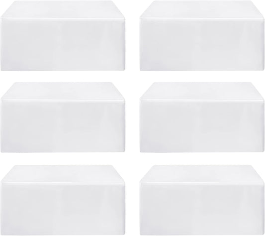 HolidayIdeas Fitted White Table Clothes - 72 x 30 Inch - 6 Pack Rectangle Table Covers for 6 Foot Tables, Polyester Fabric Tablecloths for Parties, Wedding, Trade Show, Craft Show