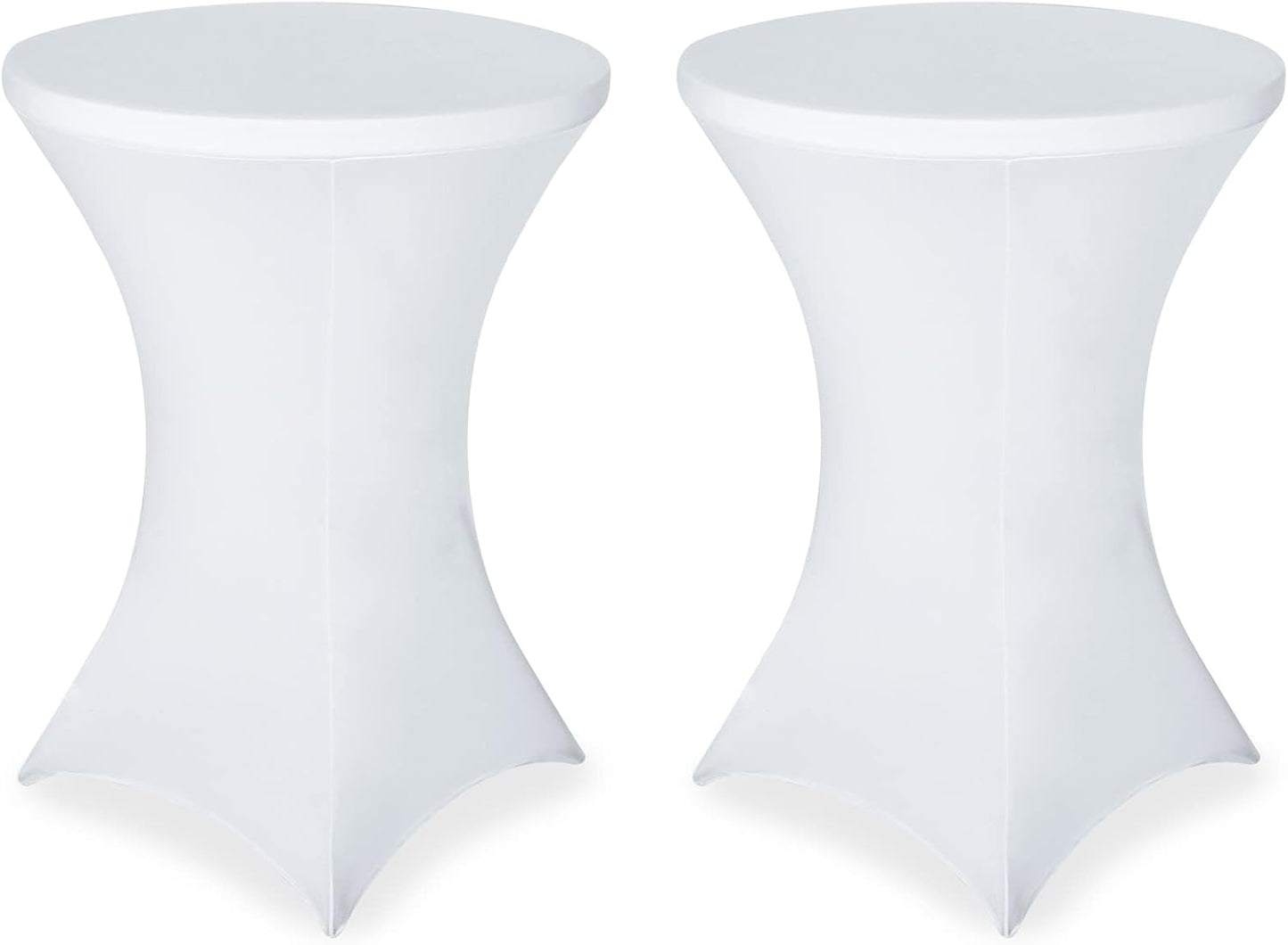 FestiCorp 2 Pack Spandex Table Cover, Cocktail Fitted Tablecloth, Round Highboy Stretch Table Covers Cloths for Party, DJ, Bar, Wedding, Birthday, Banquet, White, 30"-32" Diameter x 40"-43" Height