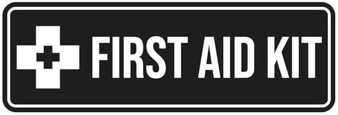Standard First Aid Kit Sign (Black) - Small (5 Pack)