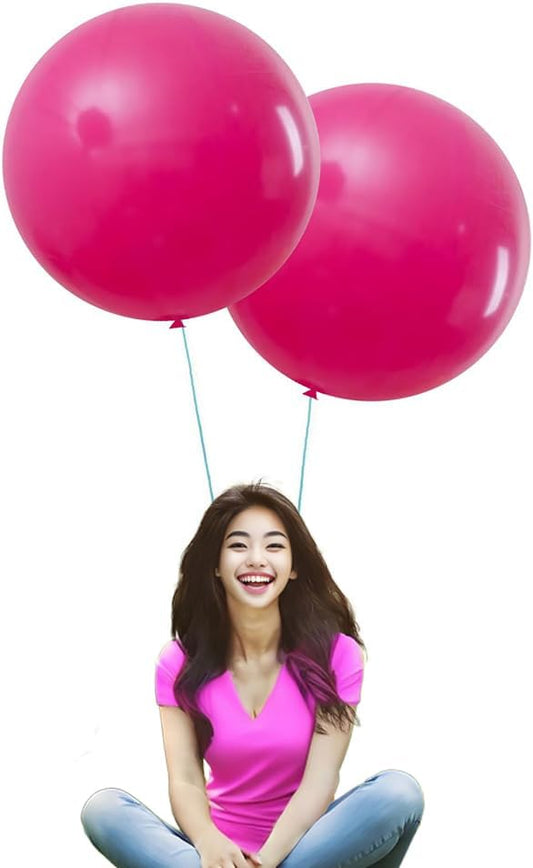 IN-JOOYAA 15Pcs 24 Inch Balloons Hot Pink Giant Round Balloons Large Balloon For Wedding Baby Shower Birthday Party Decorations