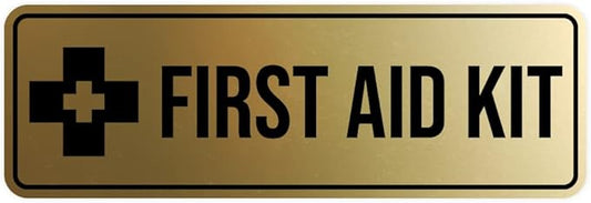 Standard First Aid Kit Sign (Brushed Gold) - Large