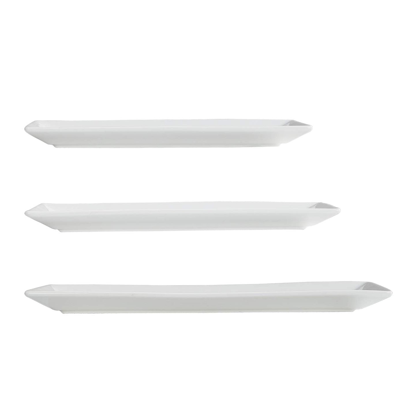 Amazon Basics 3-Piece Porcelain, Party Platter Appetizer, Dinner, Dessert Set, 12.75 inch, 11 inch, 10 inch, White