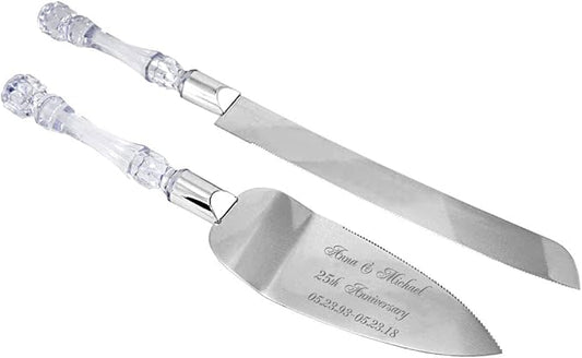 GIFTS INFINITY Personalized Wedding Cake Knife and Server Set with Engraving – Mis Quince Anos, Keepsake Gift for Wedding, Anniversary, Reception, Birthday & Other Occasions (CT-101V)