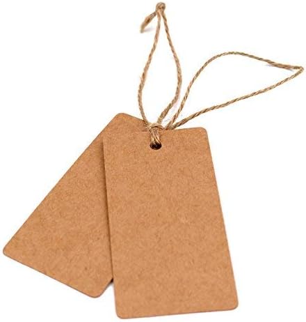 G2PLUS 100PCS Kraft Paper Gift Tags with String,3.5" x 1.7"Brown Blank Tags with Jute Twine Rectangle Labeling Tags for Arts and Crafts,Wedding,Christmas,Thanksgiving and Holiday