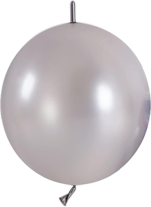 IN JOOYAA Link Balloons 12 Inch 120 Pcs Quick Link Balloons for Wedding Party Festival Birthday Decorations (Silver)