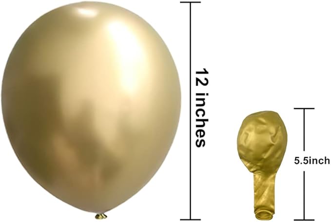 KBZVNAF Gold Metallic Chrome Latex Balloons - 50 Pack 12 inch Round Helium Balloons for Birthday Wedding Graduation Baby Shower Party Decorations
