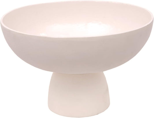 CG Hunter Medium Crème Footed Bowl, Elegant Aluminum Serving Dish, Perfect for Home Decor, Dining Table Centerpiece, Fruit Display, Salad Serving, and Decorative Kitchen Accents