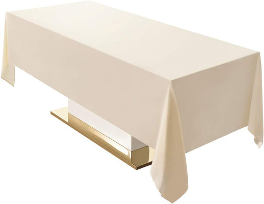 Surmente Ivory Tablecloth 60 x 102-inch Rectangular Polyester Table Cloth for Weddings, Banquets, or Restaurants