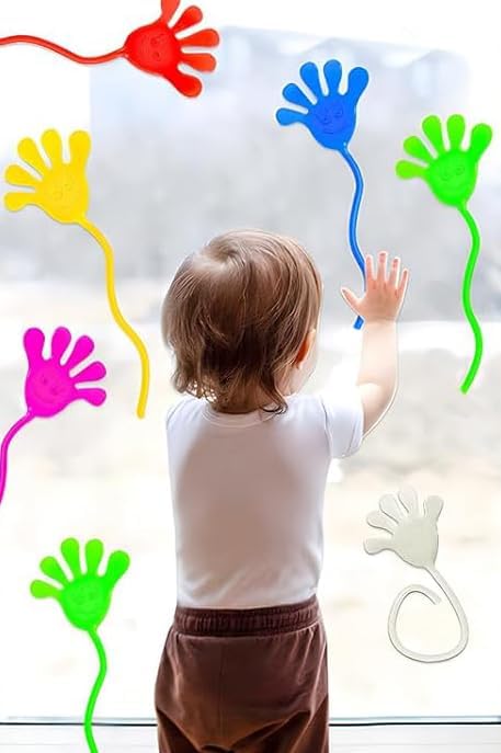Adorox 72 Pieces Vinyl Glitter Sticky Hands Party Favor Birthday Gifts Toys Goodies (1 1/4" Long)