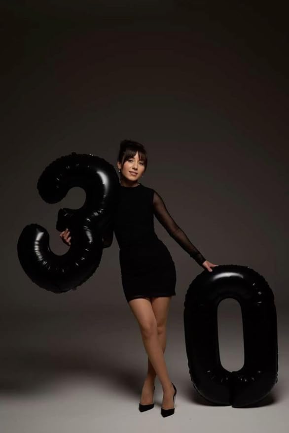 Number Balloons 10th Birthday Decorations, 40 Inch Big Foil Balloon for Men & Women, Black Number Balloons for Wedding Memorial Day Birthday Aniversarry Supplies