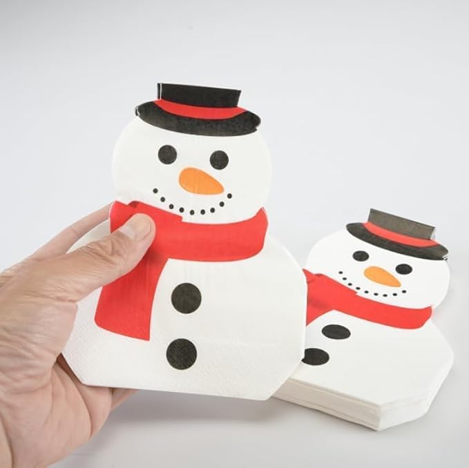 Cheerland 50pcs Snowman Napkins Winter Wonderland Party Napkins Xmas Disposable Snowman Tableware for Kids Birthday First Bday Baby Shower Christmas Holiday Table Decorations Supplies