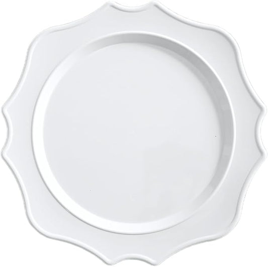 " OCCASIONS " 20 Pieces 13.25'' Scalloped Disposable/Reusable Plastic Charger Plates for Wedding, (Scalloped Imperial Plain White)