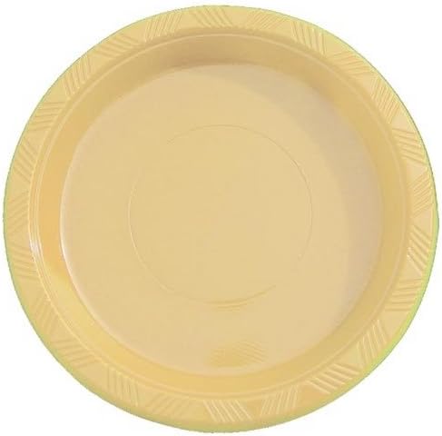 Exquisite Party Solids Ivory Plastic Plates For Party Supplies 7" Ivory Disposable Plates Heavy Duty 50 Pcs Plastic Dinnerware Sets Heavy Duty 350 GSM Disposable Dinnerware Set