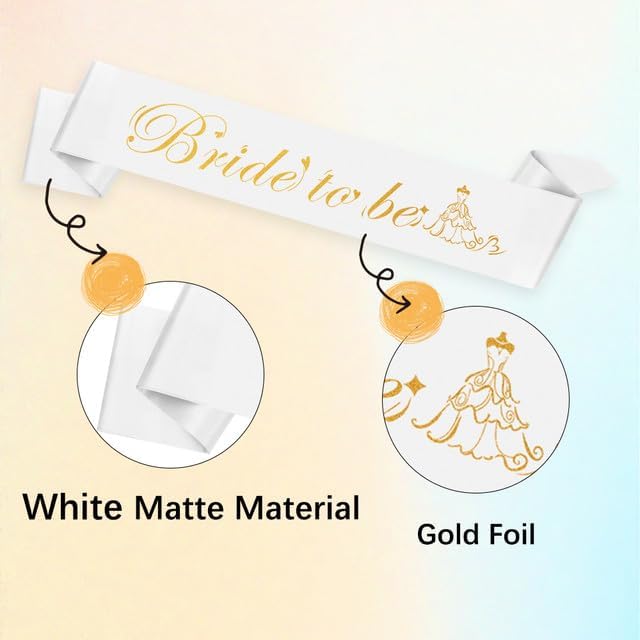 Bride Sash Groom Sash 2PCS Bride and Groom Sash Set White Bridal Sash Bachelorette Party Supplies Bride Gifts Bachelorette Outfit for Bride Accessories for Bachelorette Party Bridal Shower Favors