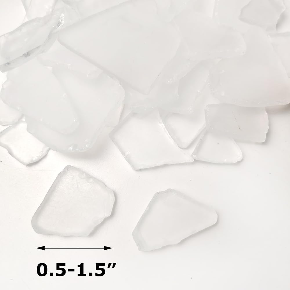 15 OZ Frosted White Sea Glass Bulk Tumbled Seaglass Pieces for DIY Crafts,Beach Theme Party Decor Nautical Wedding Centerpieces,Aquarium Vase Fillers,Mosaic Art,Coastal Home Decoration,0.5-1.5 inch