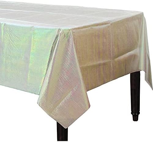 Stunning Iridescent Rectangular Table Cover, 50" x 84" (1 Count) - Dazzling & Reusable Plastic Tablecloth, Occasions