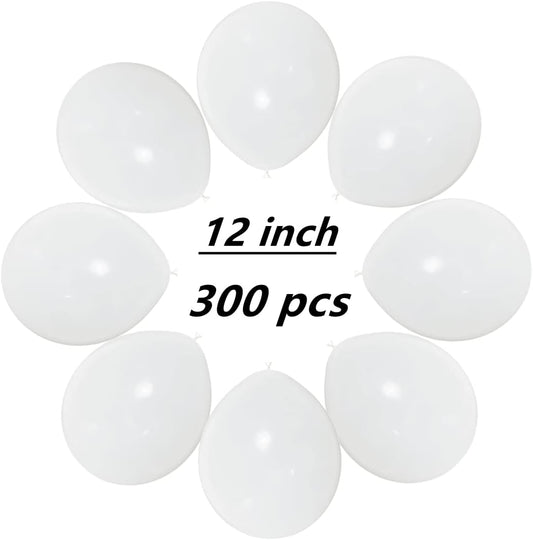 300 Pack White Balloons 12 Inch White Latex Balloons Bulk for Party Supplies and Decorations