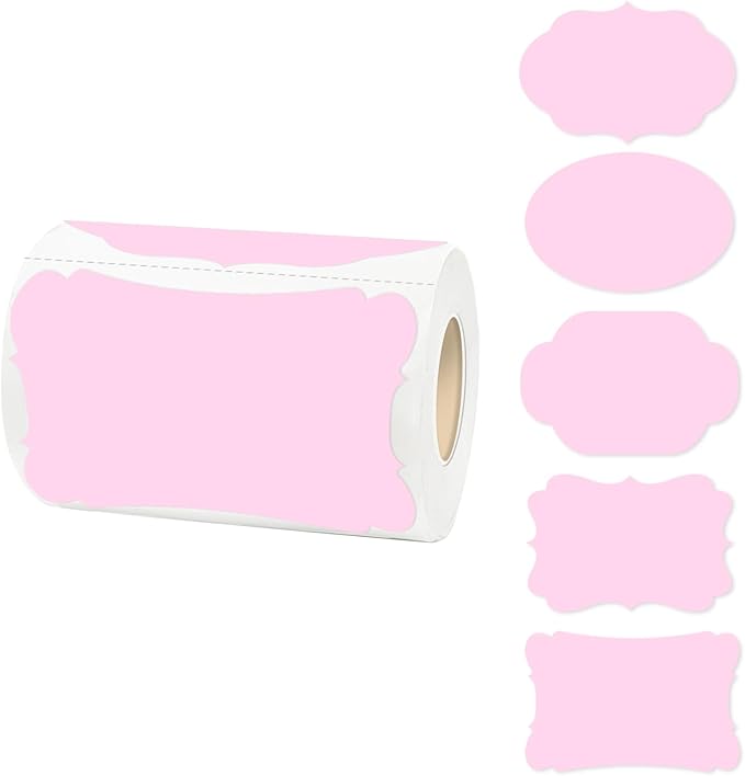 Starboling 2" x 3" Name Tags for Gifts,Pink Gift Tags Sticker Self-Adhesive Present Labels,Bottle Labels for Essential Oil Bottle, Jars, Food Storage or Gift Decoration,200pcs/roll