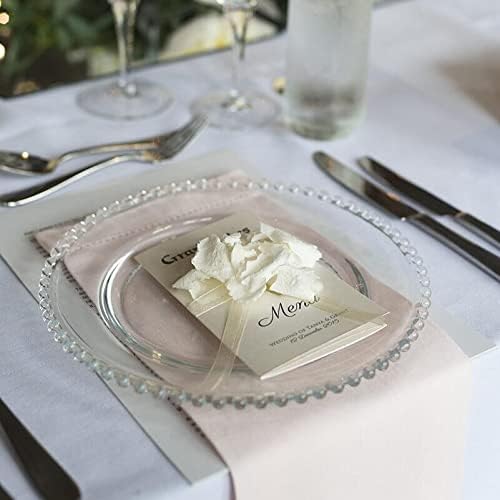 Lawei 12 Pack Clear Plastic Charger Plates with Bead Rim, 13 Inch Plastic Round Serving Plates Decor Dinner Plates for Party Wedding Events Dinner Decoration