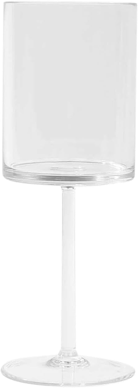 Efavormart 6 Pack Clear Plastic Square Wine Glasses With Long Stem, Shatterproof Reusable Cocktail Glasses - 10oz