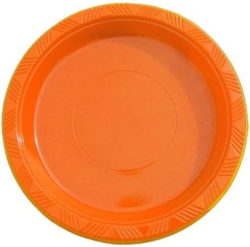 Exquisite Party Solids Orange Plastic Plates For Party Supplies 9" Orange Disposable Plates Heavy Duty 50 Pcs Plastic Dinnerware Sets Heavy Duty 350 GSM Disposable Dinnerware Set