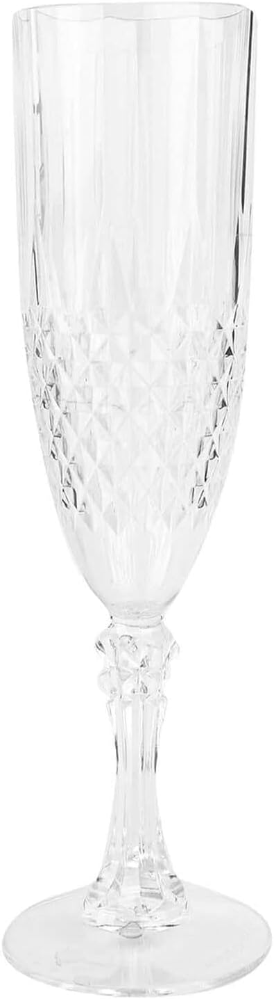 Efavormart 6-Pack Champagne Glasses, 8oz Shatterproof Plastic Crystal Cut Toast Flutes, Clear for Party Celebration Wedding
