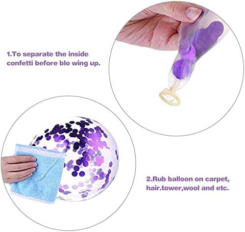 White Purple Confetti Latex Balloons, 50pcs 12 inch Helium Party Balloon with 33 Ft Purple Ribbon for Birthday, Girls Baby Shower, Wedding, Anniversary and Festival Ceremony Princess Decoration