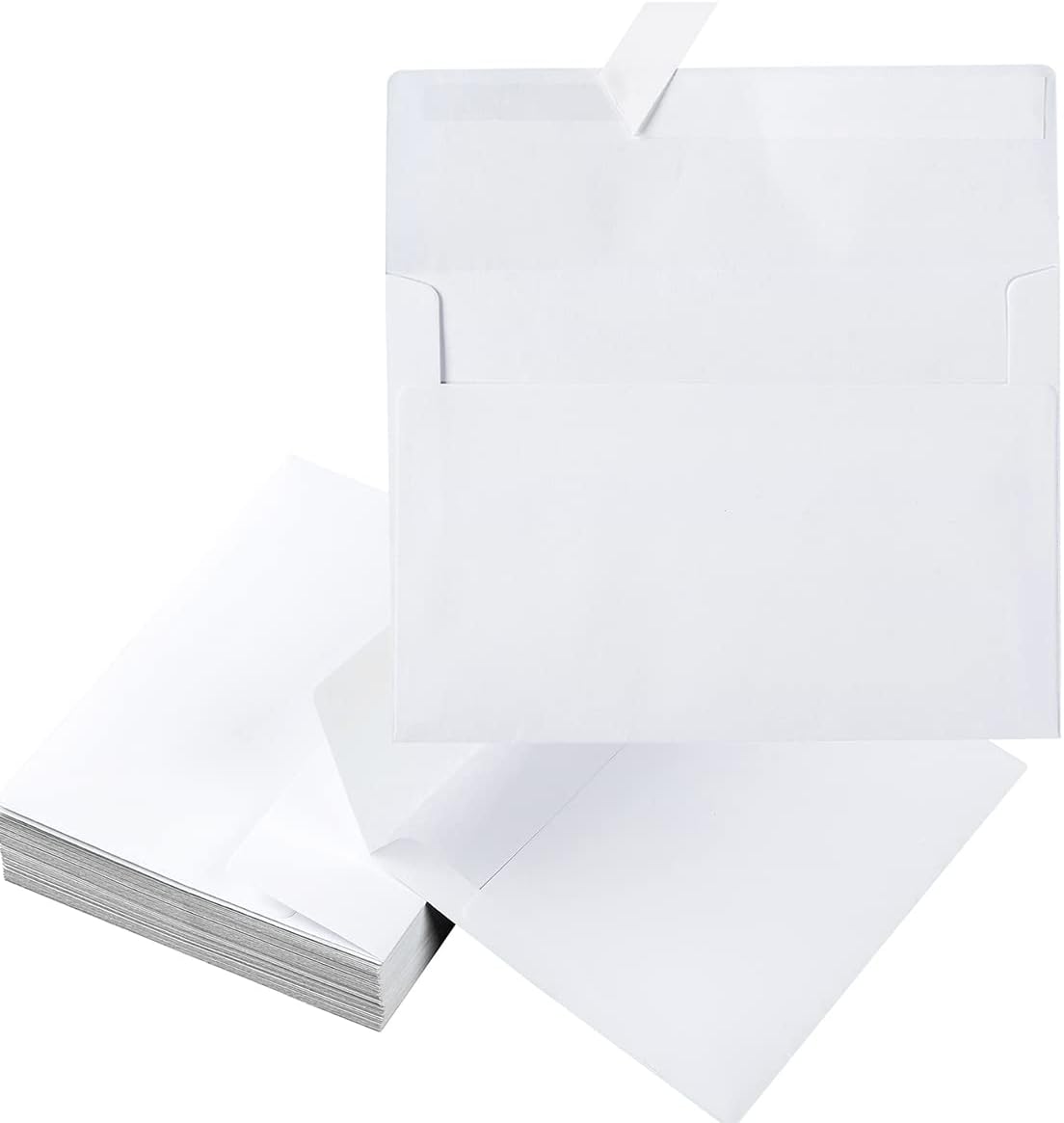 50 Pack 5 x 7 Envelopes Colored Self Seal for Wedding, Party Invitations, Greeting Cards, Announcements, Photos, 5.24 x 7.21 Inches (White)