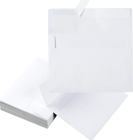 50 Pack 5 x 7 Envelopes Colored Self Seal for Wedding, Party Invitations, Greeting Cards, Announcements, Photos, 5.24 x 7.21 Inches (White)