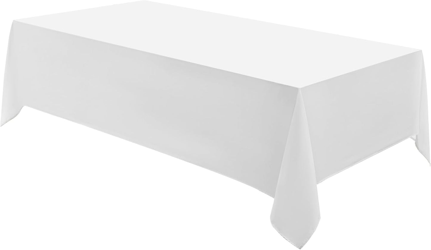 Rectangle Tablecloths 90x156 Inch 1 Pack White Tablecloth Washable Decorative Linen Polyester Table Cloths for Dining Table Banquets Buffet Parties and Wedding