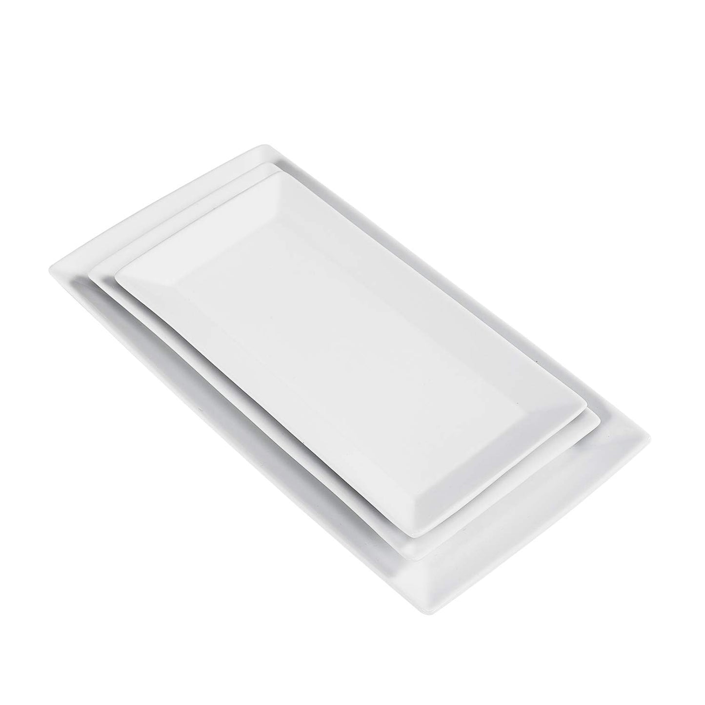 Amazon Basics 3-Piece Porcelain, Party Platter Appetizer, Dinner, Dessert Set, 12.75 inch, 11 inch, 10 inch, White