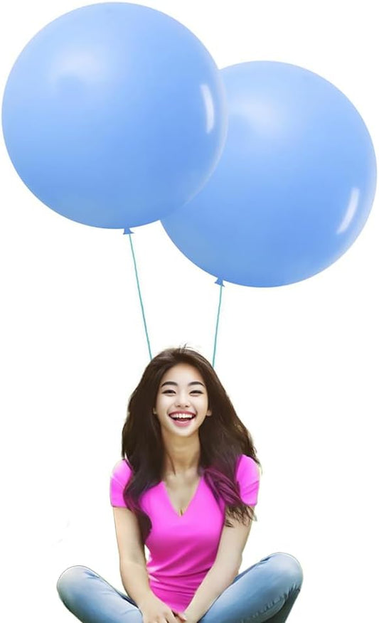 IN-JOOYAA 15Pcs 24 Inch Balloons Light Blue Giant Round Balloons Large Balloon For Wedding Baby Shower Birthday Party Decorations